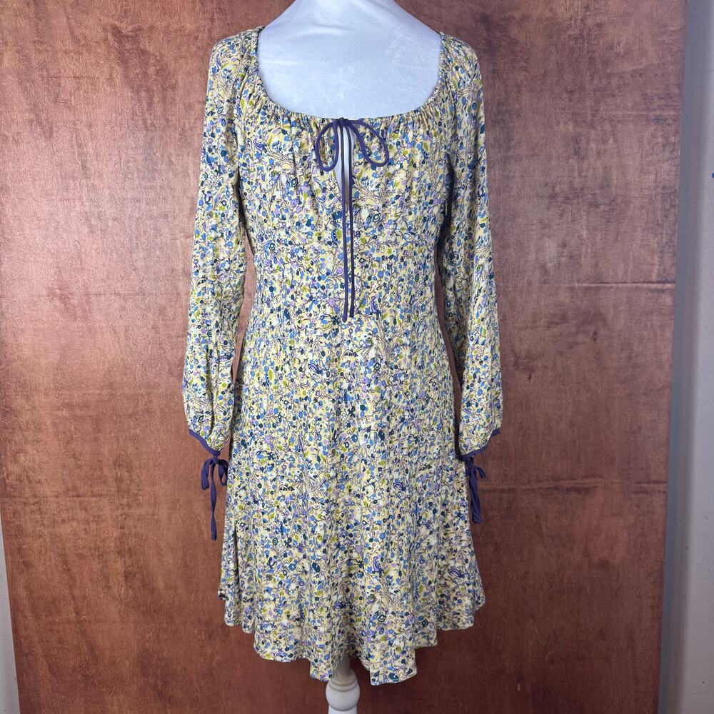 Ecote Urban Outfitters size 6 floral boho peasant skater mini dress long sleeve